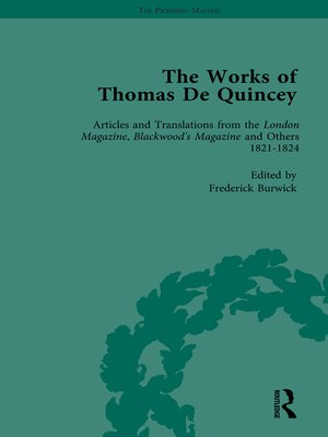 cover image of The Works of Thomas De Quincey, Part I Vol 3